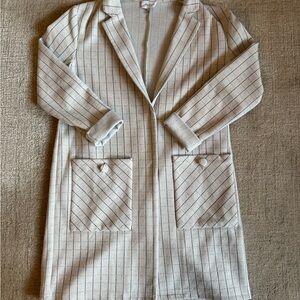 Harlyn Windowpane Pattern Cream Women's Coat